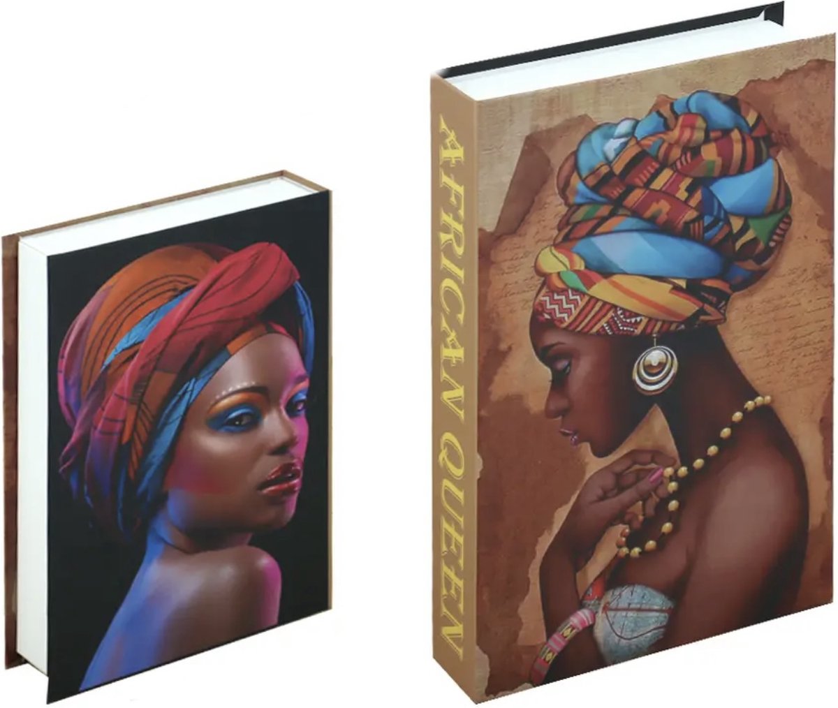 Opberg boek - Afrika Queen - Bruin - Opbergbox - Opbergdoos - Decoratie woonkamer - Boeken - Nep boek - Opbergboek