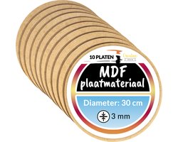 Creative Deco 10 x MDF - Cirkelvormig Paneel | Diameter 30 cm x 3 mm | Perfect voor Lasersnijden, CNC - Frezen, Modelleren, Freeswerk, Figuurzagen