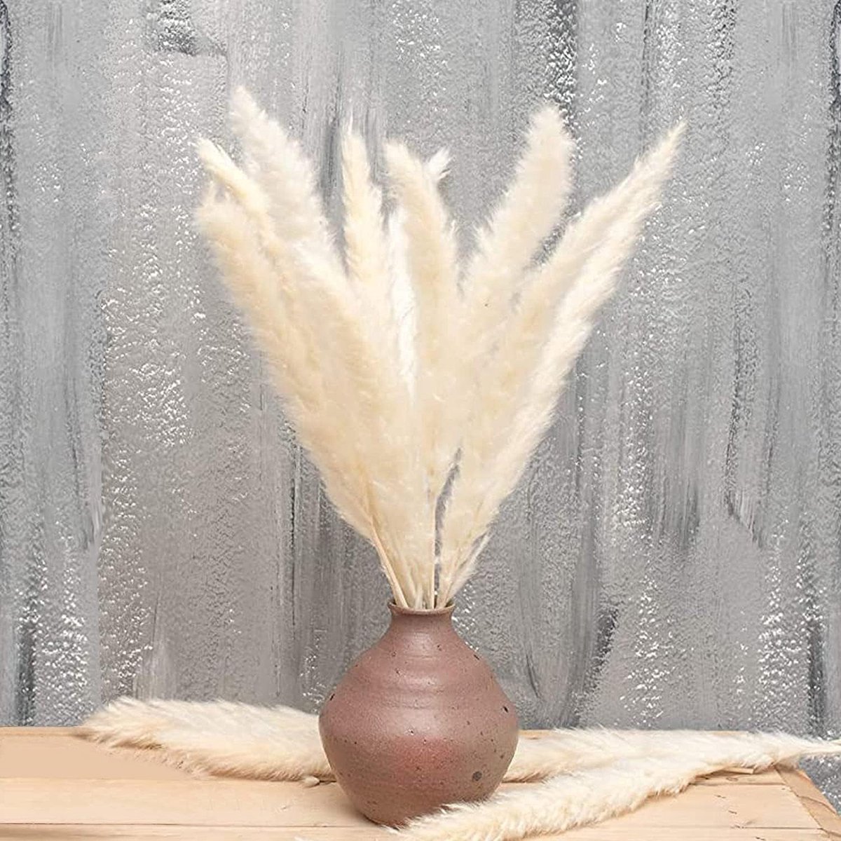 meerklose 30Pcs Natuurlijke Gedroogde Pampas Gras, 43 CM Gedroogde Bloem Riet Boeket, Boho Decoratie voor Thuis Woonkamer Slaapkamer Keuken Bruiloft Arrangement DIY Party Kantoor Vaas Tafel Fotograp Decor (Wit)