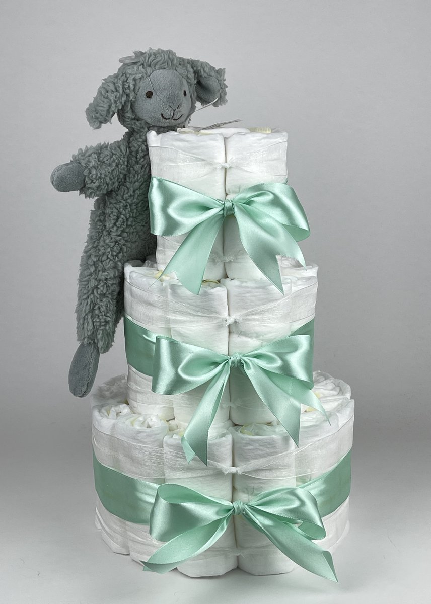 Goedkoopste Chouette-Chouette | Luiertaart Neutraal | Kraamcadeau | Geboorte Jongen Meisje | Babyshower | Tuttle Sapphire Lamb Lex Groen