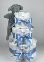 Chouette-Chouette | Luiertaart Jongen | Kraamcadeau | Geboorte Jongen | Babyshower | Tuttle Sapphire Lamb Lex Blauw