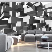 Fotobehangkoning - Behang - Vliesbehang - Fotobehang Geometrisch 3D - Grey notes - 200 x 140 cm