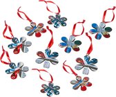 Set van 10 duurzame kersthangers van gerecycled blik - bloemen