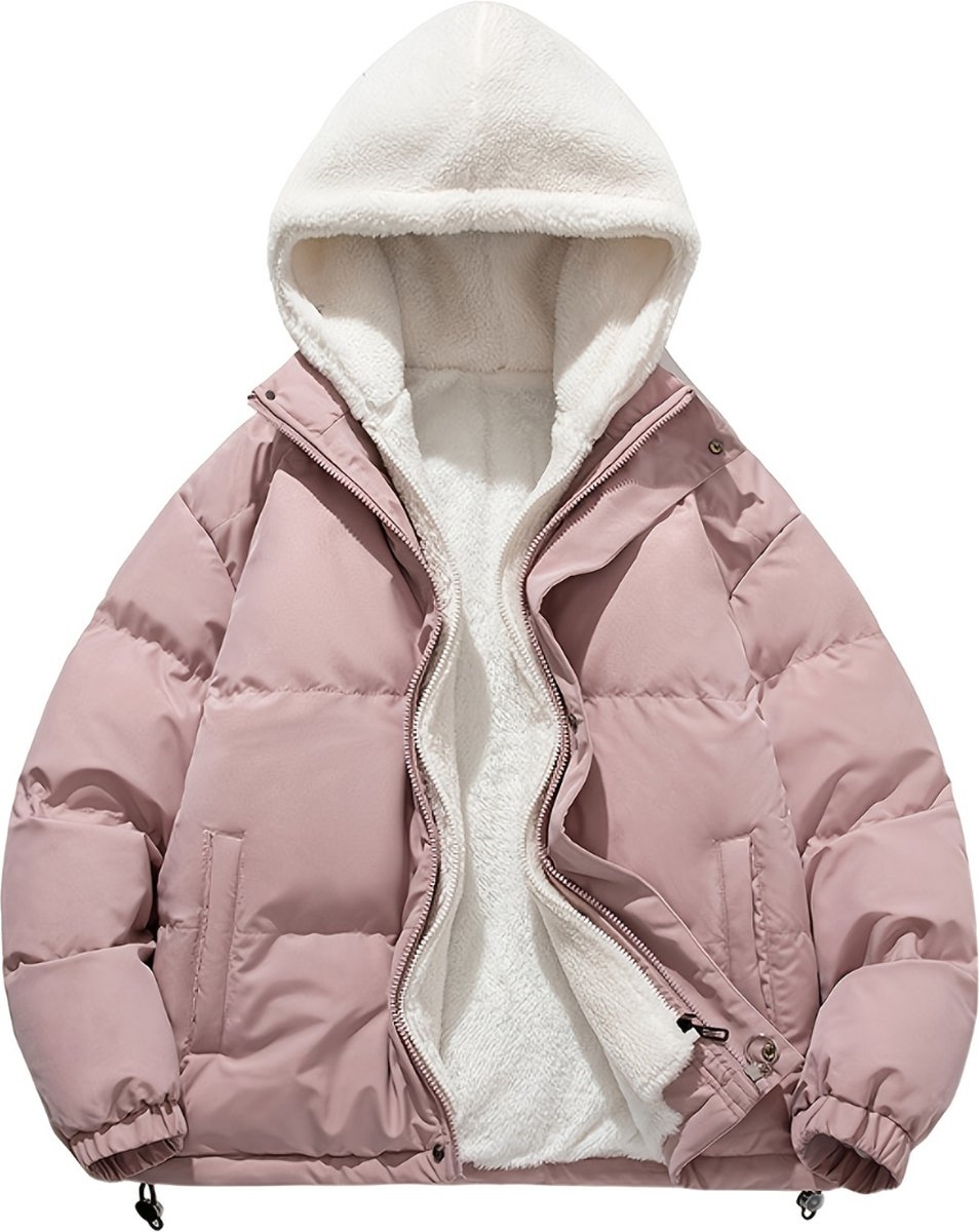 Livano Parka Heren Winterjas Sherpa Voor Heren Jas Winter Volwassen Extra Zacht Roze