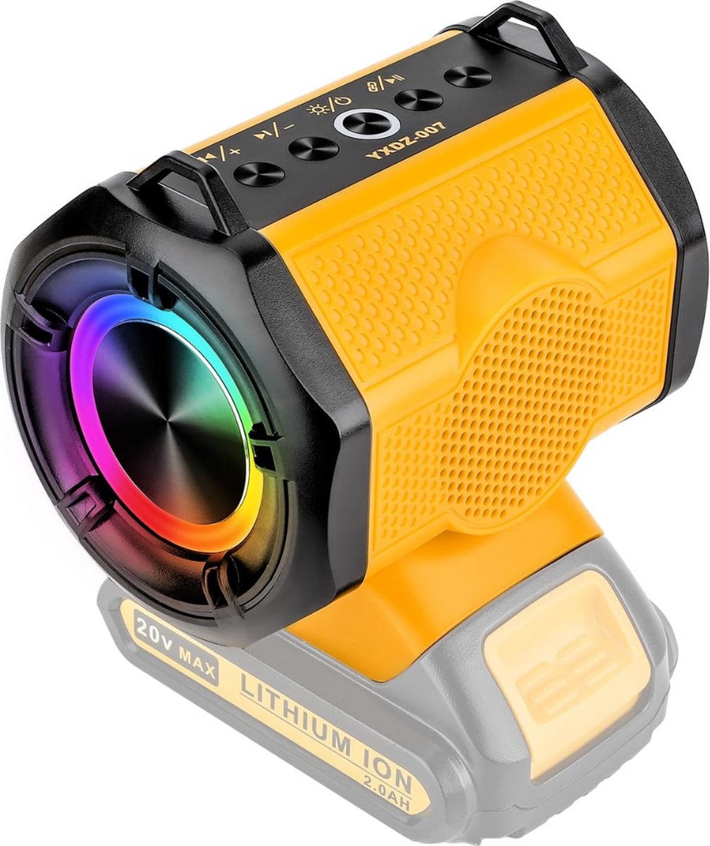 Krylanso® - Bluetooth Speaker voor DeWalt Gereedschapsaccu's 14.4V-18V-20V - USB Powerbank functie - Draagband - TWS-functie - 20W luidspreker (geleverd zonder accu en lader)