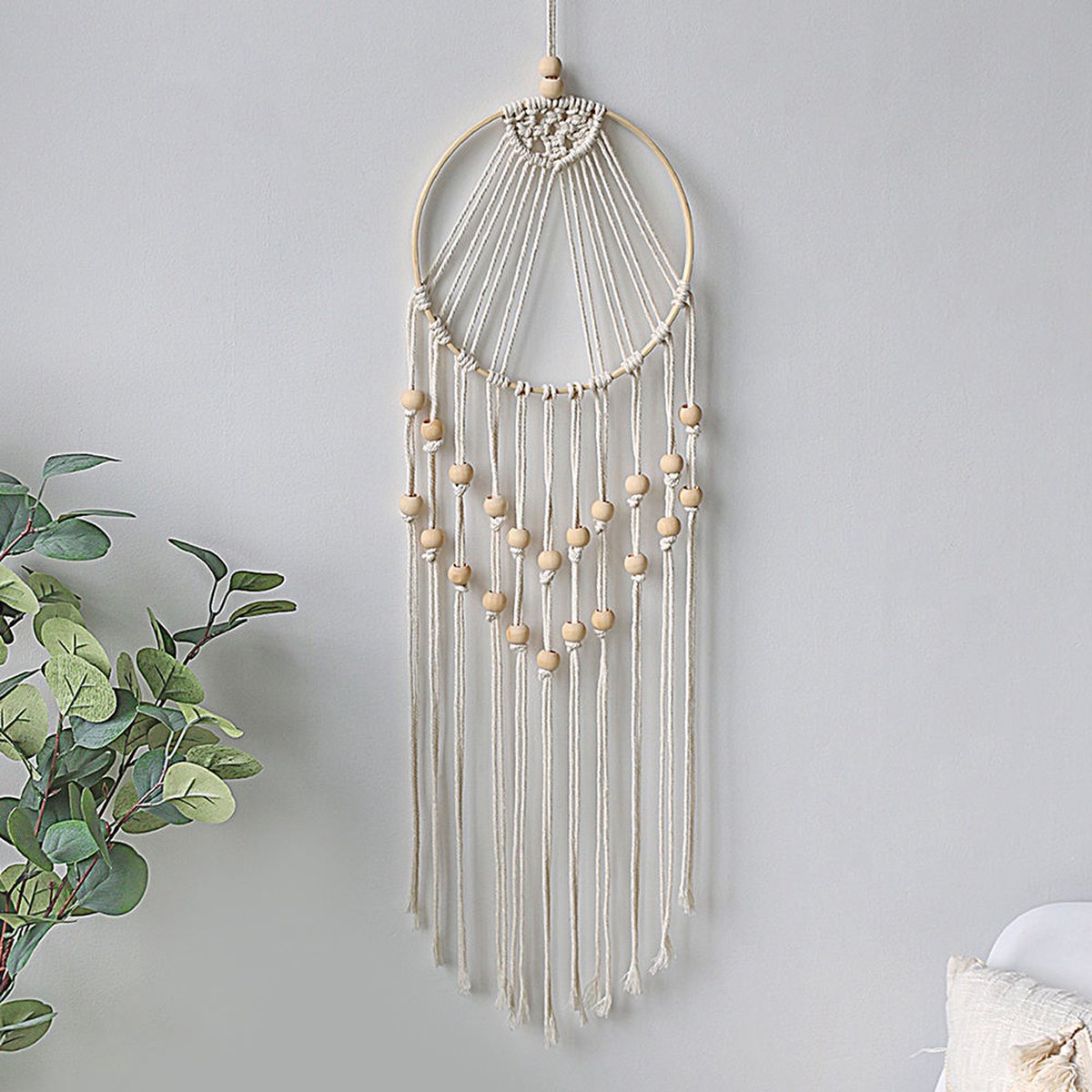 Handgemaakte Dromenvanger | Dreamcatcher | Macramé | Kralen | 25cm bij 70cm | Hoogwaardige Kwaliteit