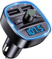 Bluetooth transmitter auto - Universele Handsfree Kit - Bluetooth Voor In De Autor - USB Oplaadpoort - Ingebouwde Microfoon - TF-kaart en 3.5mm Aux Ondersteuning - Bluetooth 5.0 - Eenvoudige Installatie