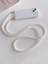 Telefoonkoord met Parels inclusief Telefoonhoes Iphone 15 Pro - Parelkoord voor telefoon - Fashionable hoesje - Festival Must Have - Doorzichtig/Transparant telefoonhoesje - Koord voor telefoon - Telefoonhoes parels - Telefoonketting