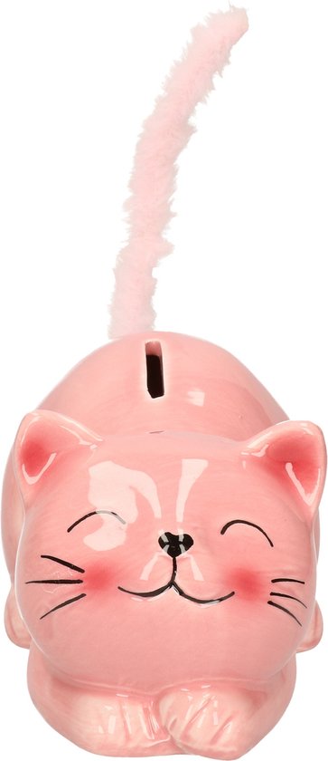 Tirelire Animaux pour enfant/adulte chaton/chat - Céramique - rose - 19 x 9 cm