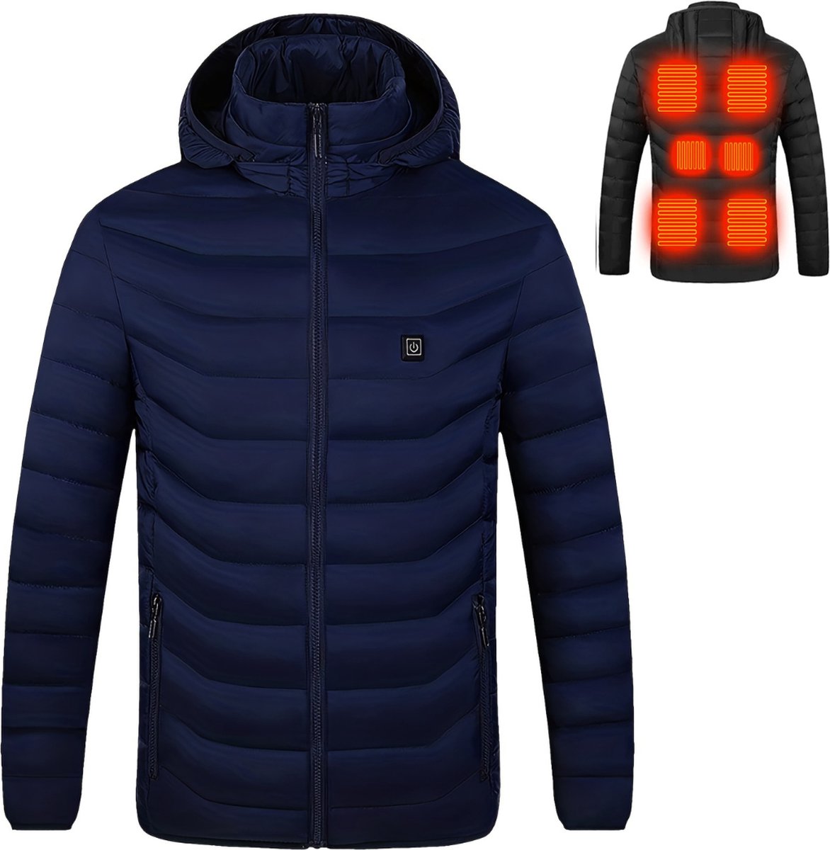 Livano Verwarmde Jas Heating Jacket Thermo Jas Elektrische Kleding Jas Met Verwarming Met Capuchon Heren Blauw
