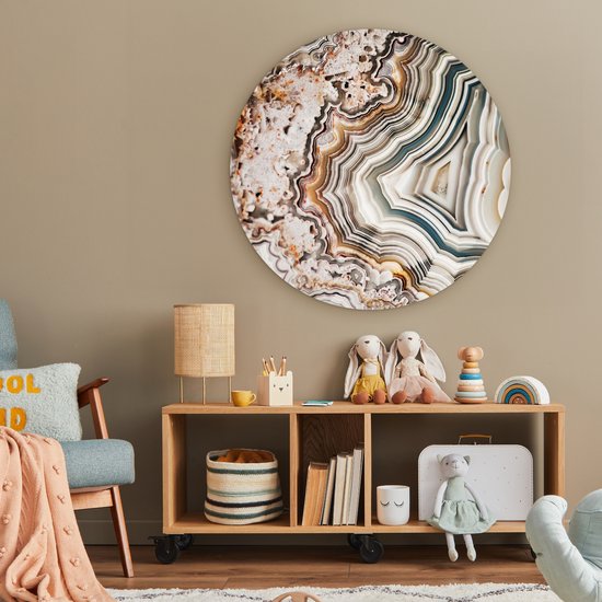 WallCircle - Wandcirkel - Marmer - Abstract - Natuur - Marmerlook - Muurcirkel binnen - Wanddecoratie rond - Rond schilderij - Kamer decoratie - Woonkamer - Muurdecoratie cirkel - 90x90 cm - Wandcirkels - Ronde schilderijen - Slaapkamer