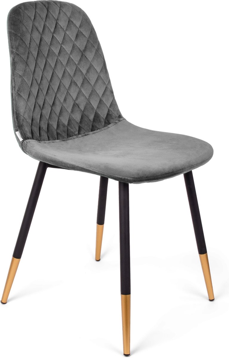 HOMLA Stoel NOIR – grijs velours, 44 x 52 x 85 cm (933473)