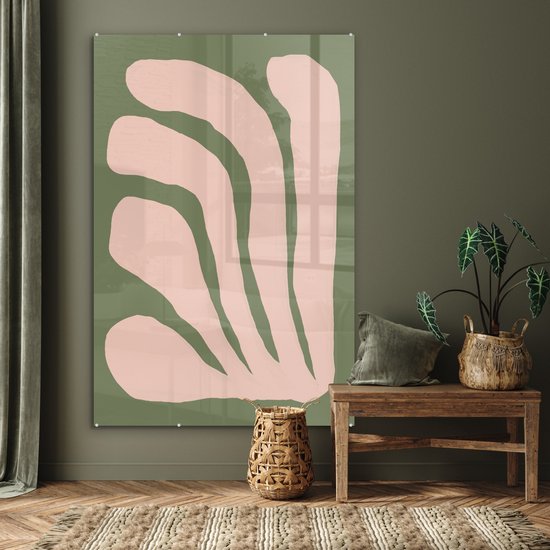 MuchoWow® Peinture sur verre 120x180 cm - Peinture sur verre acrylique - Abstrait - Nature - Pastel - Rose - Photo sur verre - Peintures