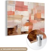 MuchoWow® Glasschilderij 120x80 cm - Schilderij acrylglas - Kunst - Roze - Abstract - Foto op glas - Muurdecoratie woonkamer - Wanddecoratie slaapkamer - Schilderijen