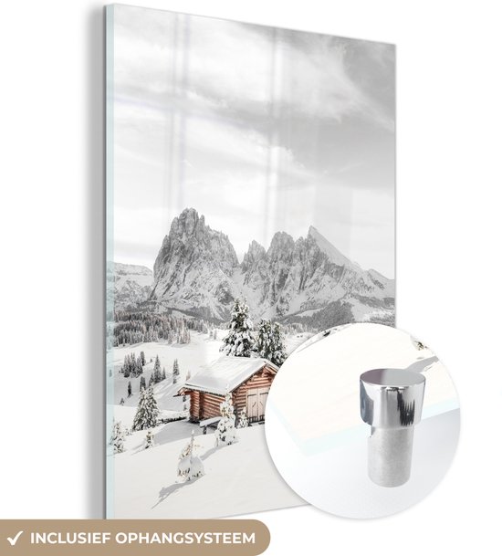 MuchoWow® Peinture sur verre 120x160 cm - Peinture sur verre acrylique - Hiver - Montagnes - Paysage - Neige - Photo sur verre - Peintures
