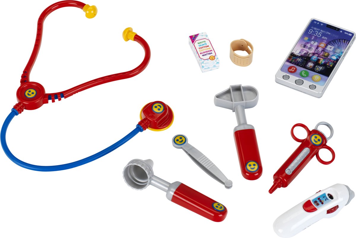 Klein Toys artsenkoffer - incl. smartphone en speelgoedinstrumenten - rood blauw - Klein