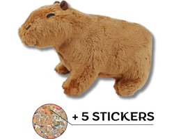 foto van Capybara Knuffel - Capybara - 18 CM- Cadeau - Capibara Knuffel + 5 Capybara Sticker