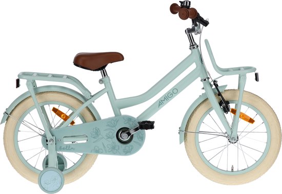 AMIGO Bella Meisjesfiets - Kinderfiets voor Meisjes - 16 Inch 26 cm - Terugtraprem - Groen