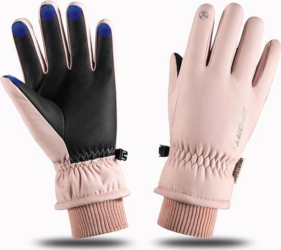 Winterhandschoenen voor Dames (kleur : Roze) - Warme Skihandschoenen - Touchscreen-handschoenen - Winddicht Sporthandschoenen - Antislip Fietshandschoenen - voor Hardlopen,Motorfiets,Fietsen, Wandelen