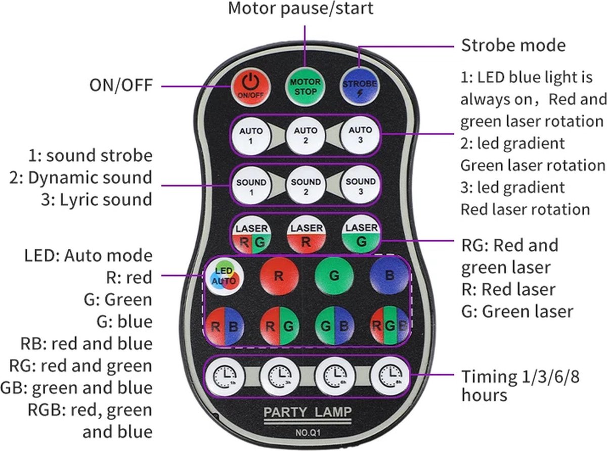 DJLicht USB mini led disco licht RGB - dj - laser - projector - Effect - met accu en zuignap – foto 6