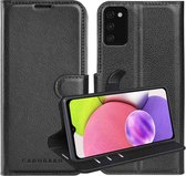 Cadorabo Hoesje geschikt voor Samsung Galaxy A03s in PHANTOM ZWART - Beschermhoes met magnetische sluiting, standfunctie en kaartvakje Book Case Cover Etui