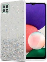 Cadorabo Hoesje geschikt voor Samsung Galaxy A22 5G in Transparant met Glitter - Beschermhoes van flexibel TPU silicone met fonkelende glitters Case Cover Etui