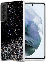 Cadorabo Hoesje voor Samsung Galaxy S21 FE in Zwart met Glitter - Beschermhoes van flexibel TPU silicone met fonkelende glitters Case Cover Etui