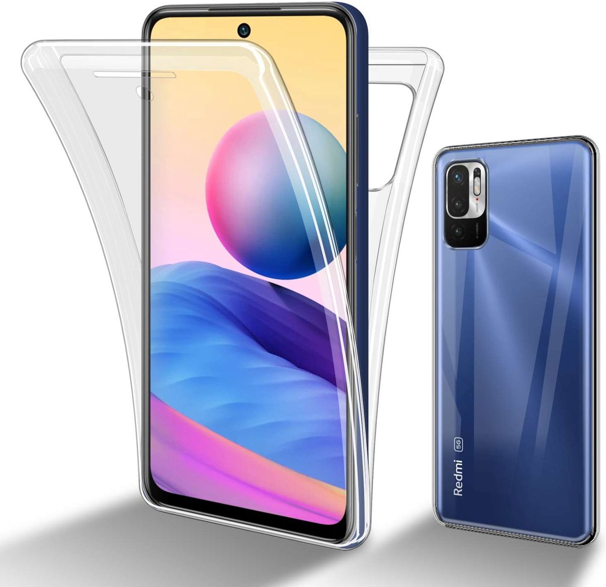 Cadorabo Hoesje geschikt voor Xiaomi RedMi NOTE 10 5G / POCO M3 PRO 5G in TRANSPARANT - 360° Full Body Case Cover Beschermhoes Voor- en achterbescherming, all-round bescherming met displaybescherming op Prijzenvolger.com