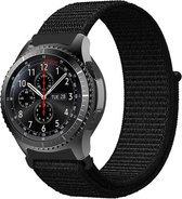 Cadorabo Nylon bandje 22mm geschikt voor Samsung Galaxy Gear S3 / Gear 2 in ZWART - Vervangingsmanchet geschikt voor Huawei Watch GT geschikt voor Watch 2 Pro geschikt voor Ticwatch Pro enz.