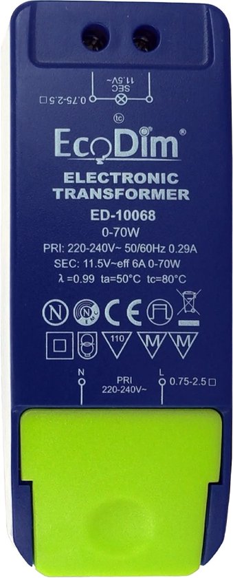 EcoDim® LED driver 0-50W 12V AC - dimmable - ED-10068 - Blauw
