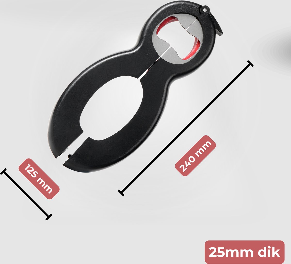 Multi flesopener (1 stuks) - bierflesopener, bieropener, frisdrankblikopener handleiding, potopener, nagellakopener - multiopener voor flessen, potten, blikjes, geweldige artritis hulp bij zwakke