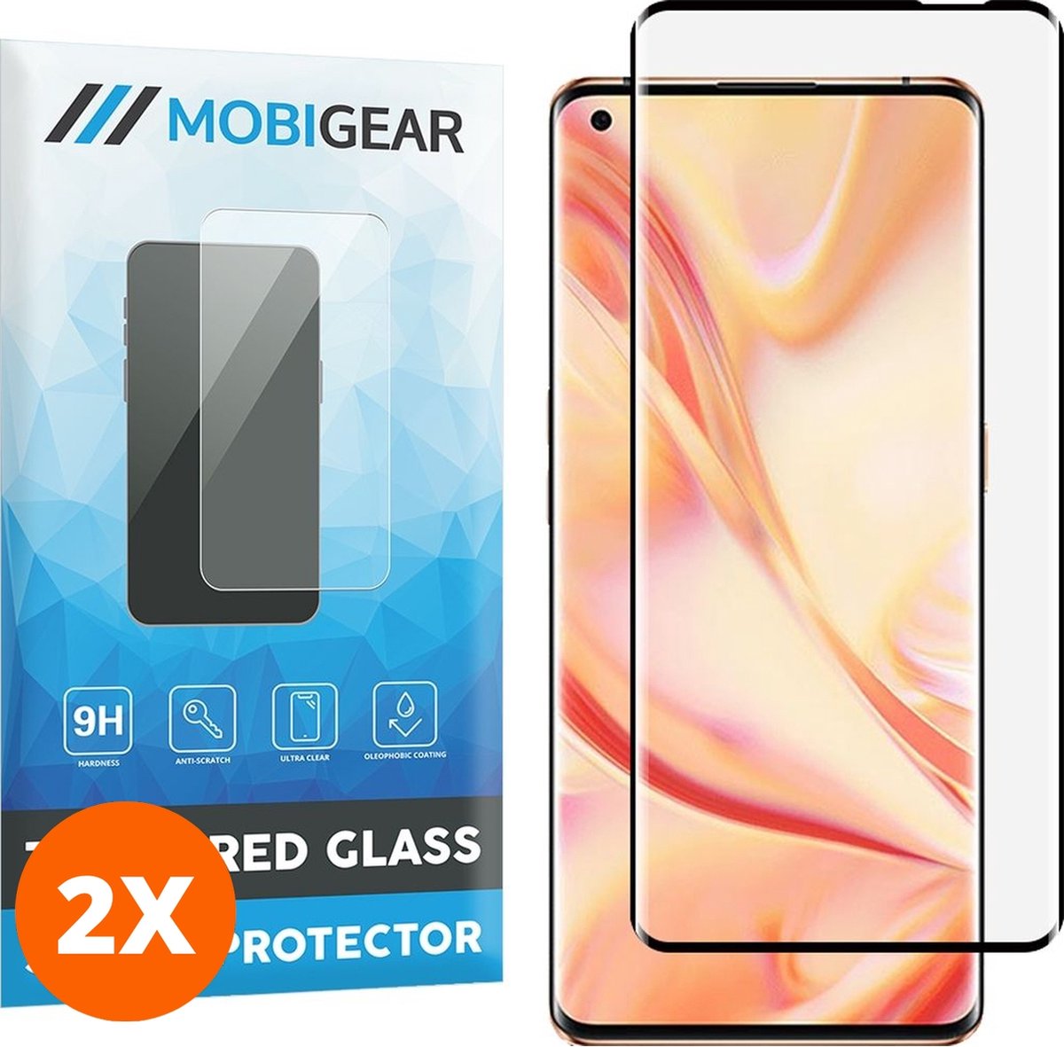 Mobigear Screenprotector geschikt voor OPPO Find X2 Pro Glazen | Mobigear Curved Screenprotector - Case Friendly - Zwart (2-Pack)