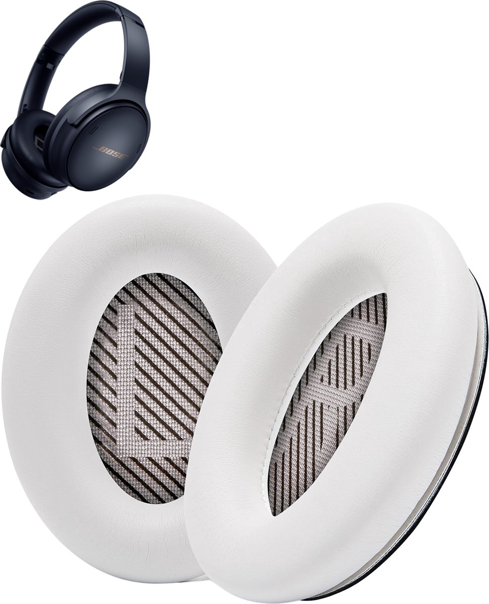 Mix Media oorkussens geschikt voor Bose QC 45 / QC SE - Koptelefoon oorkussens geschikt voor Bose Quietcomfort 45 wit
