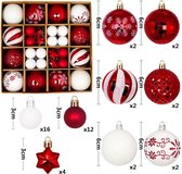 Kerstballen - 44 stuks - Kerstversiering - Kerst - Feestdagen - Versiering - Kerstboom - Rood - Wit - Glitter - Set