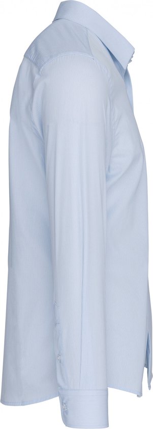 Overhemd Heren S Kariban Lange mouw Striped Pale Blue / White 100% Katoen