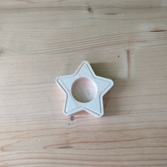Kerstster Kerst versiering Kaarsenhouder Hout Rode kaars