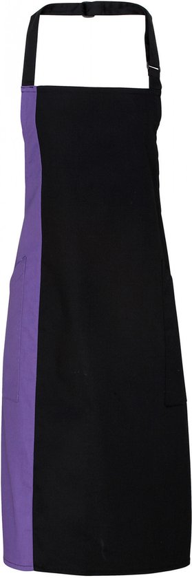 Premier Contrast Bib Apron PR162 - BLACK / PURPLE - One size