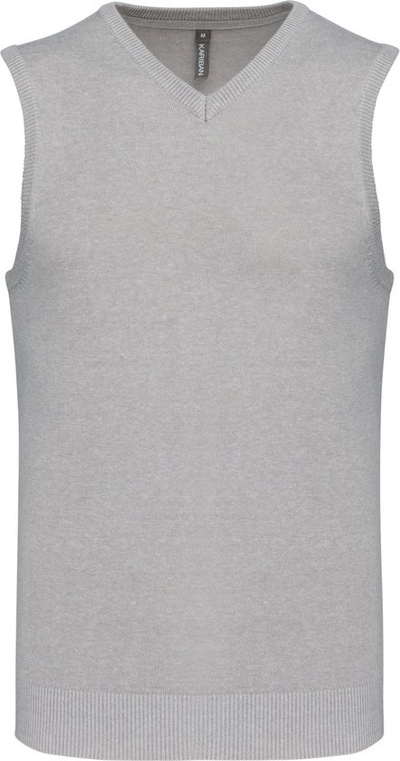 Pull/Cardigan/Gilet Homme M Kariban Col V Mouwloos Manches Gris Mélange 50% Katoen, 50% Acryl
