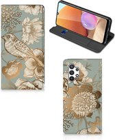 Smart Cover geschikt voor Geschikt voor Samsung Galaxy A32 4G | A32 5G Enterprise Editie Vintage Bird Flowers