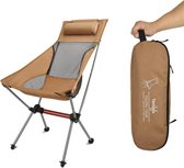 Campingstoel, opvouwbaar, draagbaar, campingstoel, high back, vouwstoel tot 150 kg, met hoofdsteun, kaki, geen zijvakken