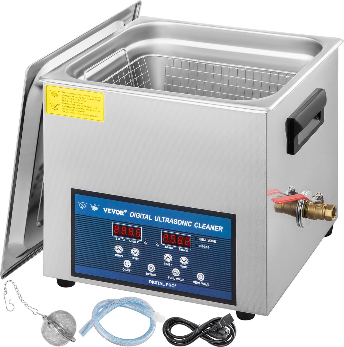 VEVOR Ultrasoon Reiniger Dual Frequentie 10L Ultrasone Reiniger met Verwarming voor Onderdelen Sieraden Lenzenvloeistof Ring Prothese Record