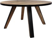 Ronde eettafel Milano - ø140x76 - Naturel/zwart - Acaciahout/metaal