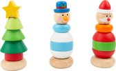 Set de 3 figurines / tour à empiler (blocs) de NOËL en bois pour enfants : Père Noël, Sapin de Noël, Bonhomme de neige (Idée cadeau Noël, construction / comptage / motricité)