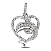Juwelier Zwartevalk zilveren (gerhodineerd) hart met dolfijn hanger - 24.154