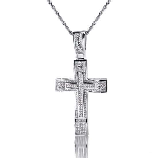 Juwelier Zwartevalk zilveren (gerhodineerd) kruis hanger - 24.078