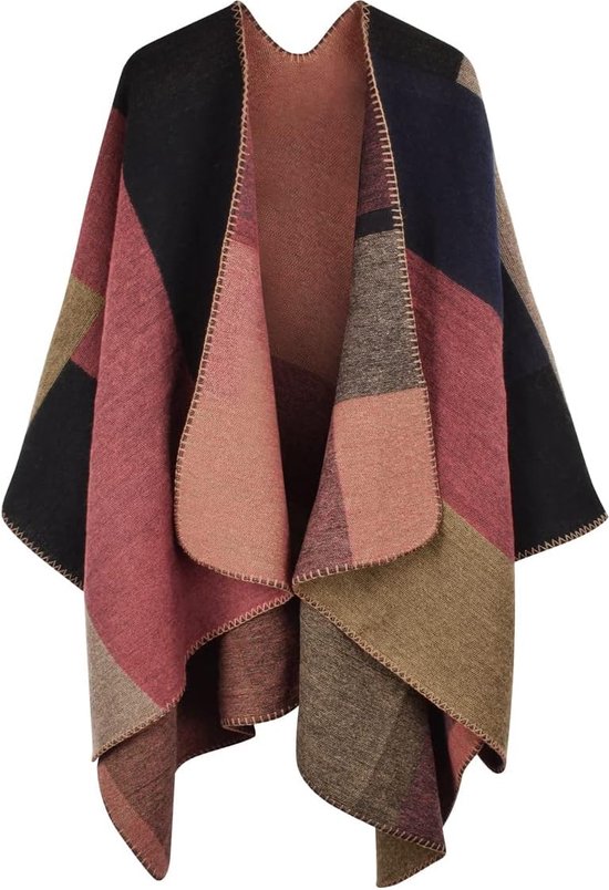 Niwicee Poncho dames winter warme sjaal oversized open front hoge kwaliteit  cape... | bol