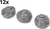 12x Pannenspons – Schuurspons – Staalwol – Staalspons - Roestvrijstaal – Ideaal om hardnekkig vuil te verwijderen