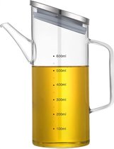 Olijfolie dispenser fles, glazen oliefles zonder druppel, oliereservoir voor plantaardige olijfolie, hoog borosilicaatglas glasoliedispenser, 600 ml