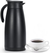 Isoleerfles 1,5 l, roestvrijstalen thermosfles, dubbelwandige vacuüm koffiepot theepot, thermosfles voor koffie, thee, water, drankjes (zwart)
