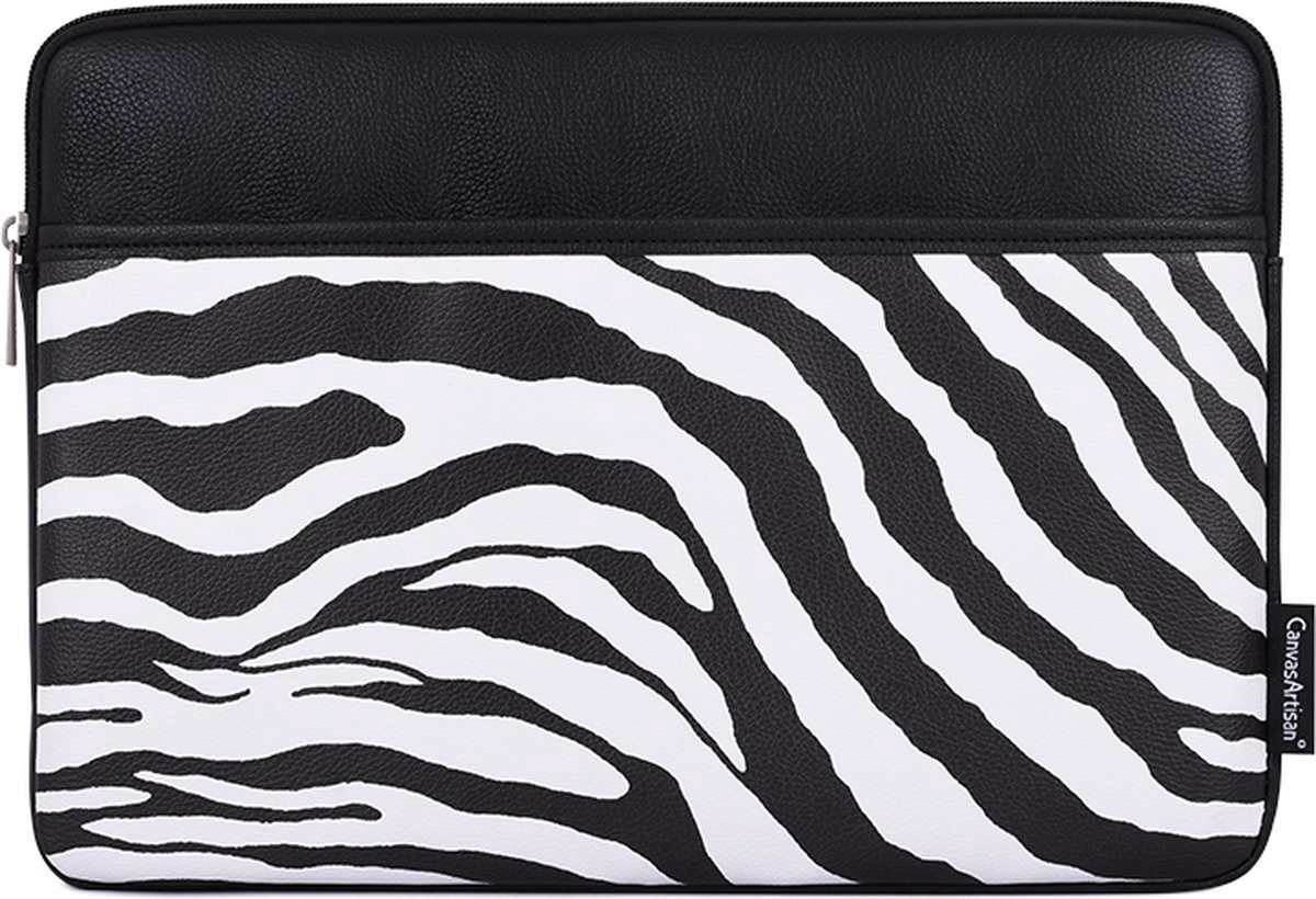 Laptophoes 13.3 Inch PU – Laptop Sleeve – Zebra Wit